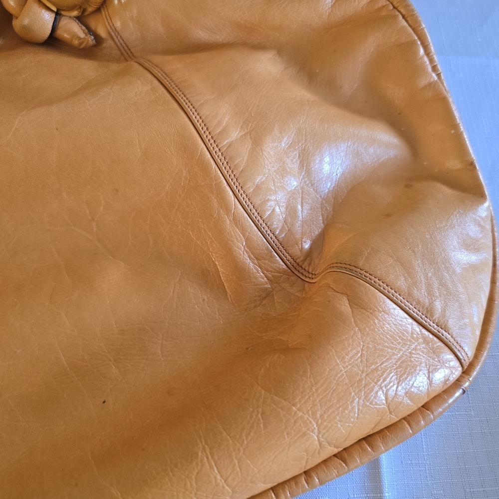 Giovanni Raspini Italian Leather Hobo Creation Ema GG Glossy Apricot Purse Vtg - Picture 16 of 16